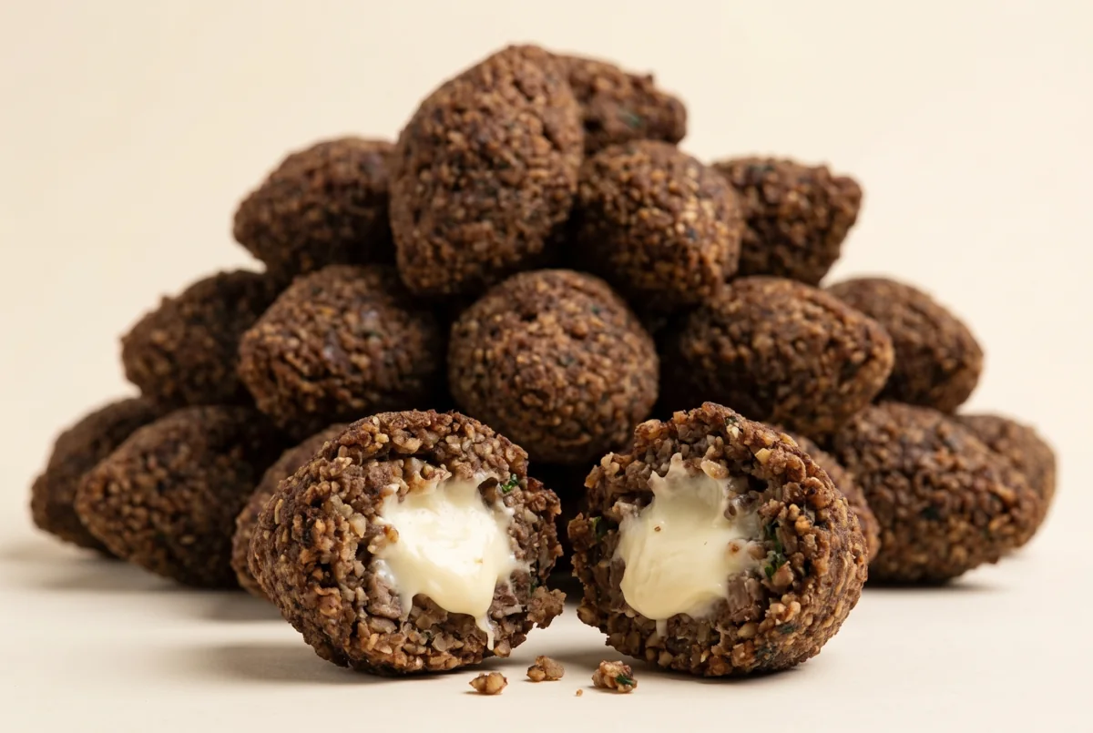 Kibes inteiros e abertos com cream cheese